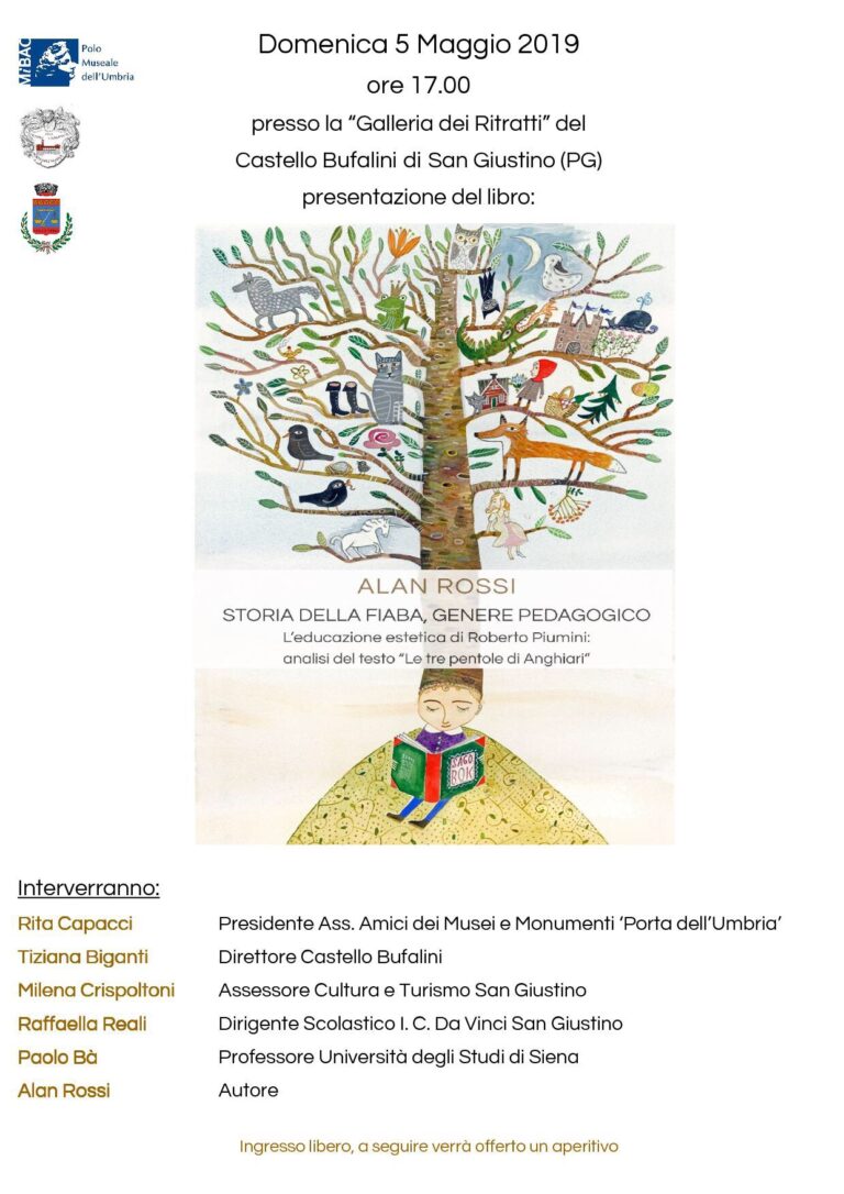 Domenica 5 maggio, galleria dei ritratti Castello Bufalini, “STORIA DELLA FIABA, GENERE PEDAGOGICO” di Alan Rossi