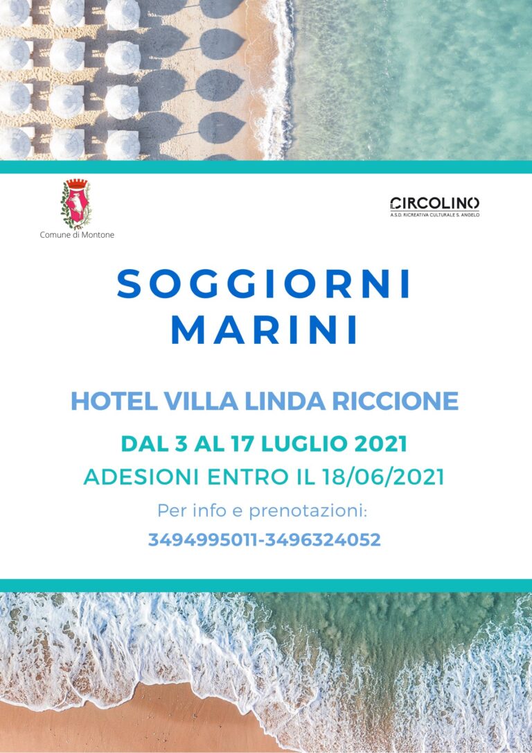 Montone: Soggiorno marino promosso dal Comune e dal Circolo Sant’Angelo. Iscrizioni aperte fino al 18 giugno