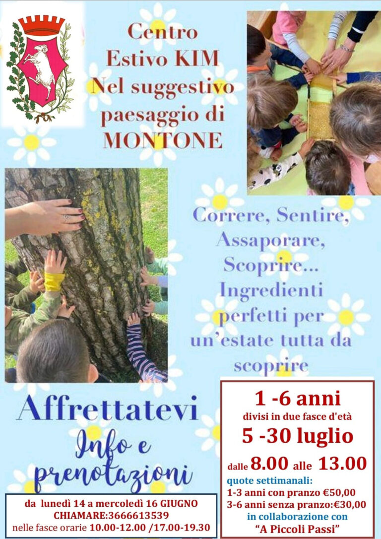 Montone: iscrizioni aperte al Centro estivo KIM Dal 5 al 30 luglio occasioni di crescita e socialità per i bambini da 1 a 6 anni