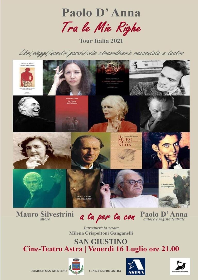 San Giustino – Paolo D’Anna e Chiostri Acustici protagonisti del fine settimana . Teatro e musica nel calendario degli eventi estivi promossi dal Comune