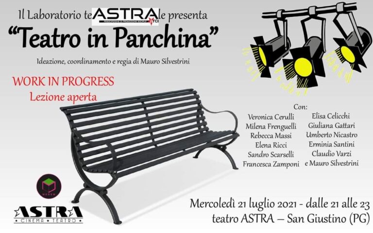 “Teatro in panchina”: al teatro Astra di San Giustino lezione aperta e work in progress