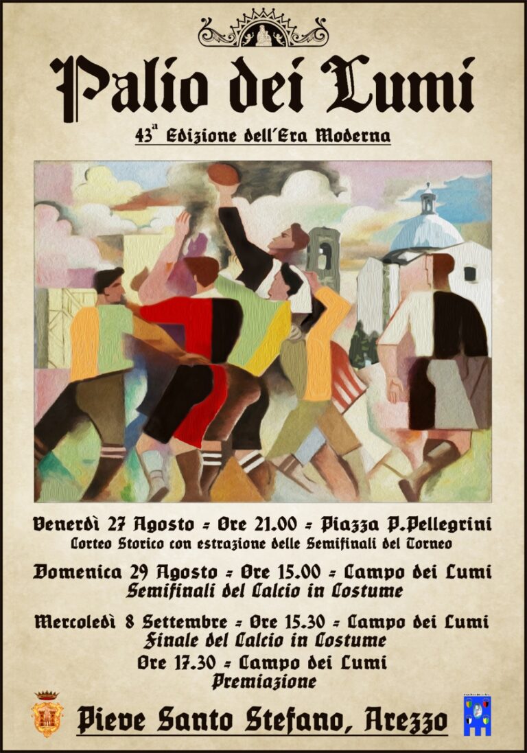 Palio dei Lumi di Calcio in Costume a Pieve, le semifinali previste il 29 agosto dalle 15, e la finale l’Otto Settembre alle 15.30