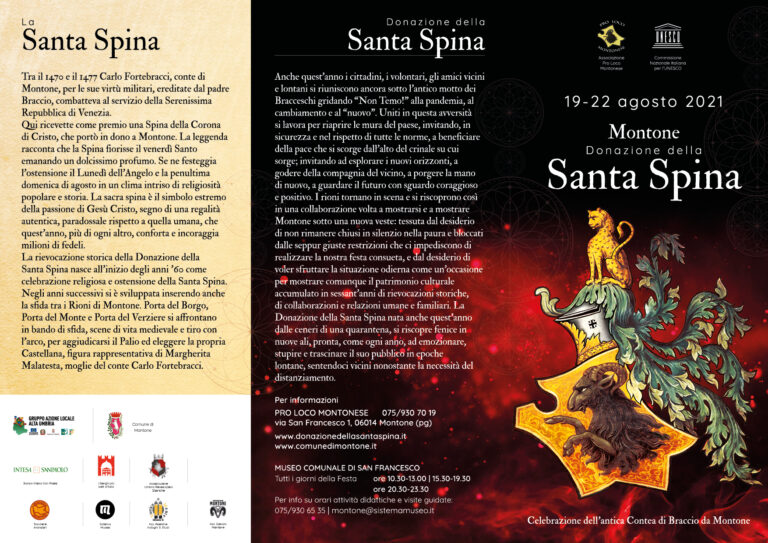 Montone – Dal 19 al 22 agosto la Donazione della Santa Spina. Edizione ridotta ma simbolo di “ripartenza” con i rioni che tornano in scena e gli arcieri Malatesta pronti alla sfida