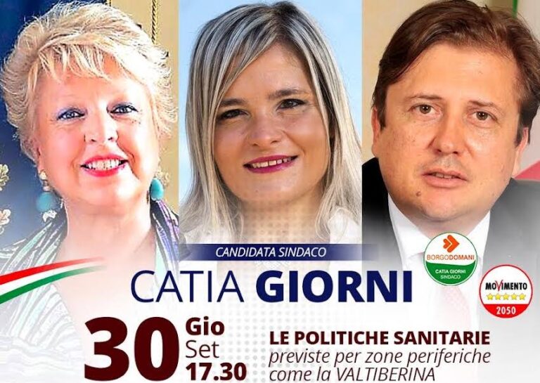 Parliamo di salute con Pierpaolo Sileri e Paola Vannini. Nuovo appuntamento organizzato dalla coalizione “il Coraggio per cambiare” che sostiene la candidatura di Catia Giorni