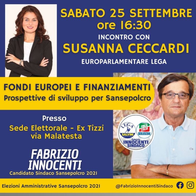 Susanna Ceccardi a Sansepolcro per parlare di fondi europei e delle Prospettive di Sviluppo per Sansepolcro