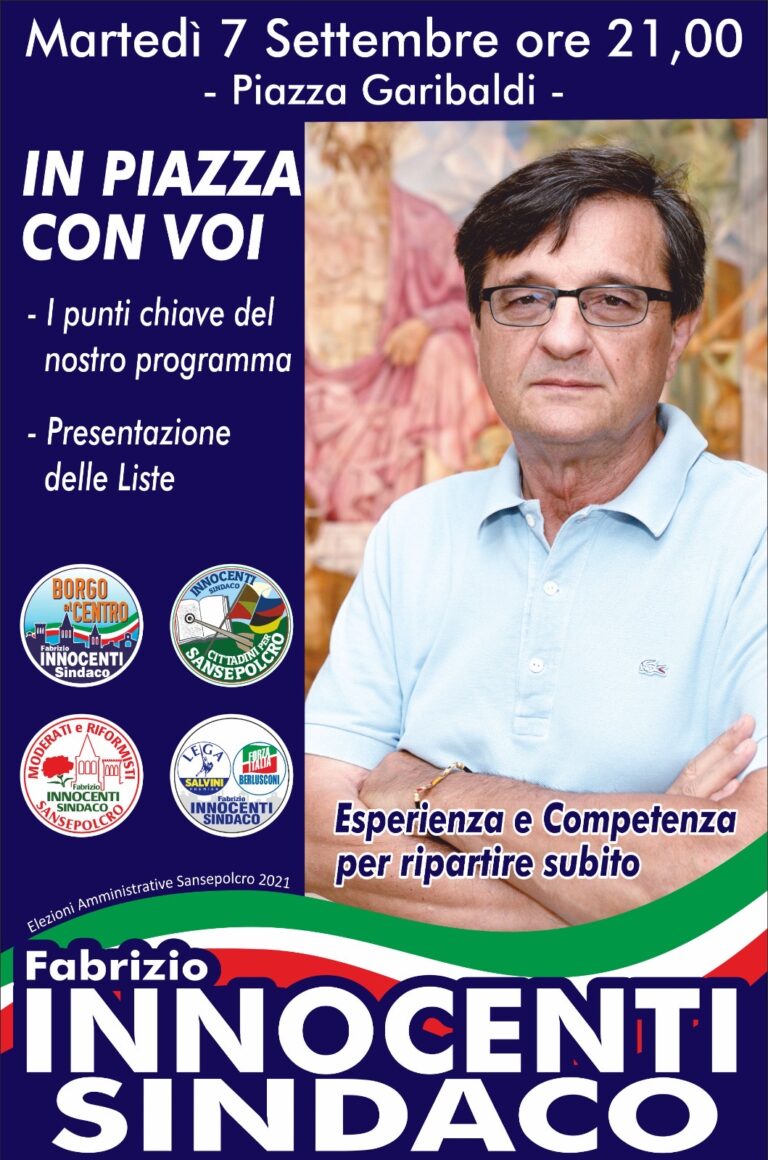 Verso le elezioni: Martedì 7 settembre, la presentazione del candidato Fabrizio Innocenti
