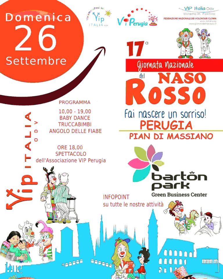 Giornata nazionale del Naso Rosso – I clown di VIP Perugia pronti a invadere il Barton Park con il loro sorriso
