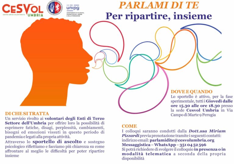 Sociale – “Parlami di te”, attivo il nuovo sportello del Cesvol. Un servizio in più per ascoltare e sostenere i volontari