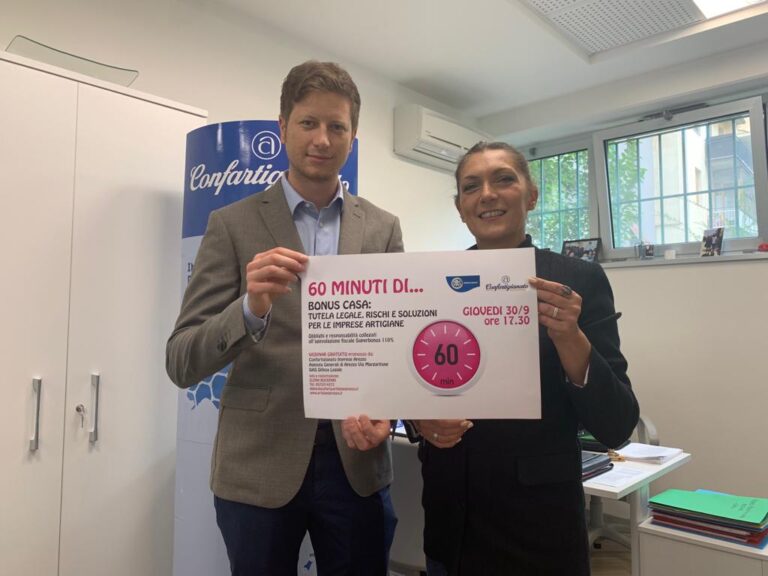 60 minuti di…bonus casa. Tutela legale, rischi e soluzioni. Tornano gli appuntamenti online di Confartigianato. Al via il 30 settembre alle ore 17.30