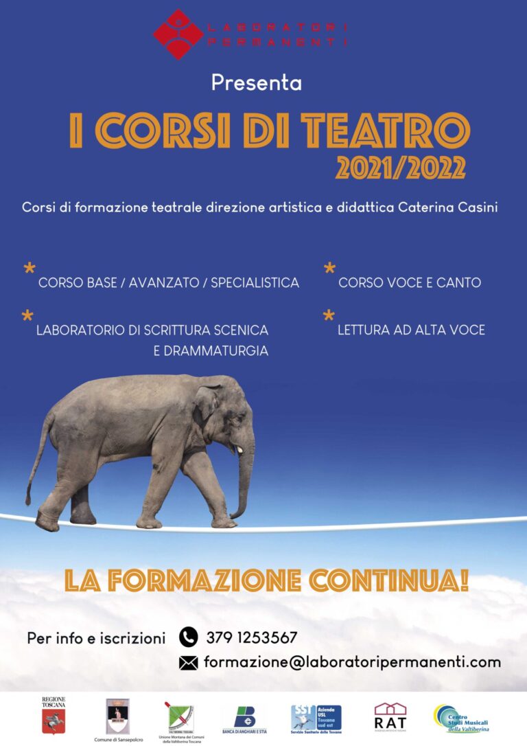 I corsi di teatro di Laboratori Permanenti, il primo incontro lunedì 11 ottobre