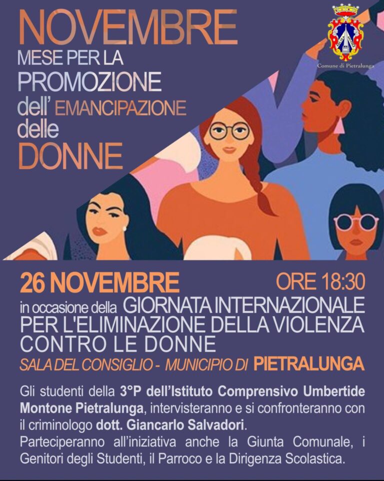 Pietralunga – Giornata contro la violenza sulle donne, l’iniziativa del Comune insieme agli studenti della 3°P. Venerdì 26 novembre incontro con il criminologo Giancarlo Salvadori