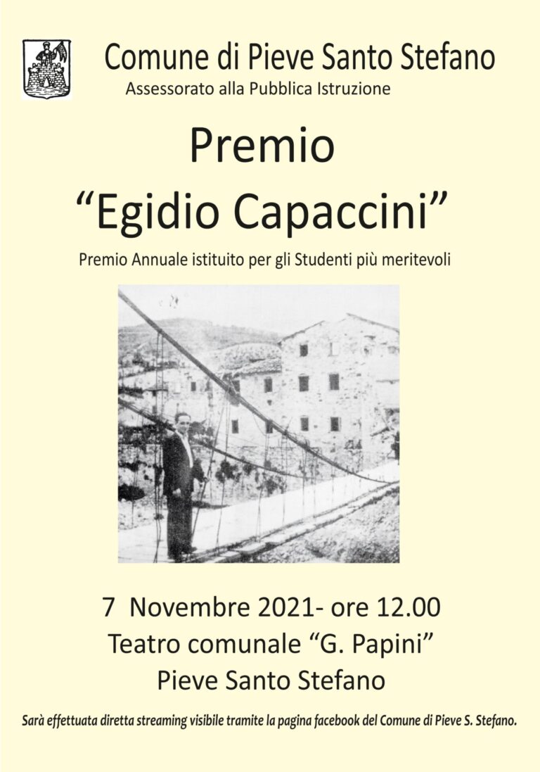 Pieve Santo Stefano: domenica 7 novembre torna il “premio Capaccini” per gli studenti meritevoli