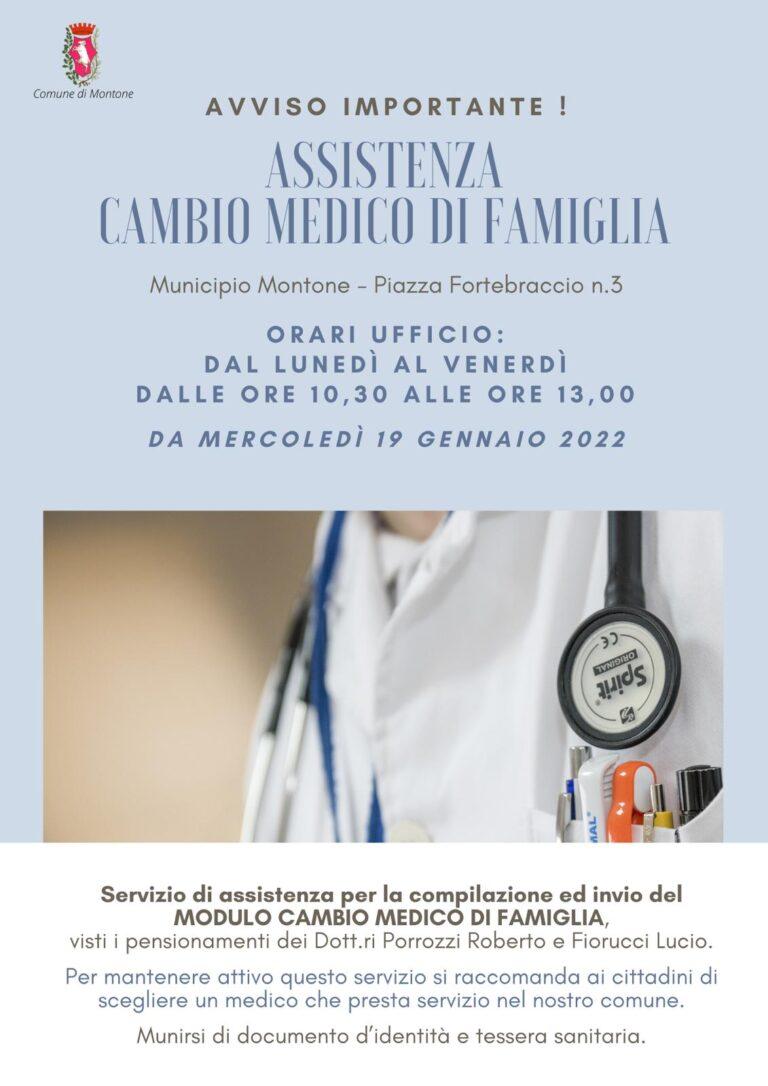 Montone – Il Comune attiva un servizio di assistenza per il cambio medico di famiglia. Dal 19 gennaio a disposizione dei cittadini