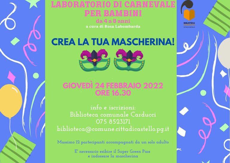 Giovedì grasso in Biblioteca con il Laboratorio di Carnevale dedicato alle maschere. 