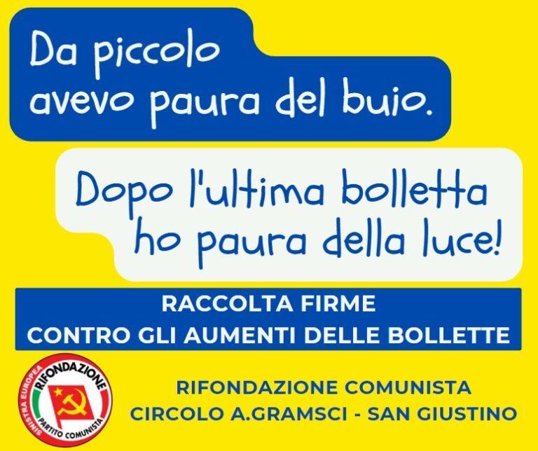Luce e gas, petizione popolare di Rifondazione comunista di San Giustino contro l’aumento delle bollette