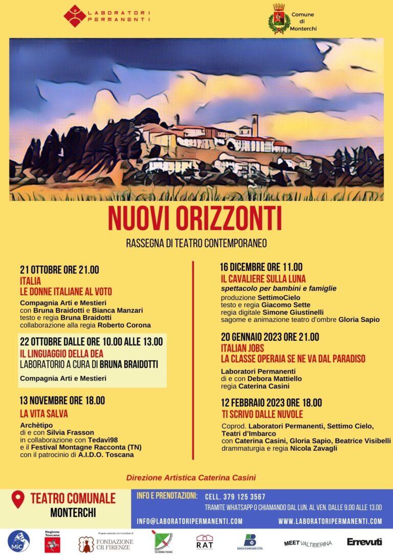 Da ottobre 2022 a febbraio 2023 il via alla rassegna di teatro contemporaneo NUOVI ORIZZONTI al Teatro Comunale di Monterchi