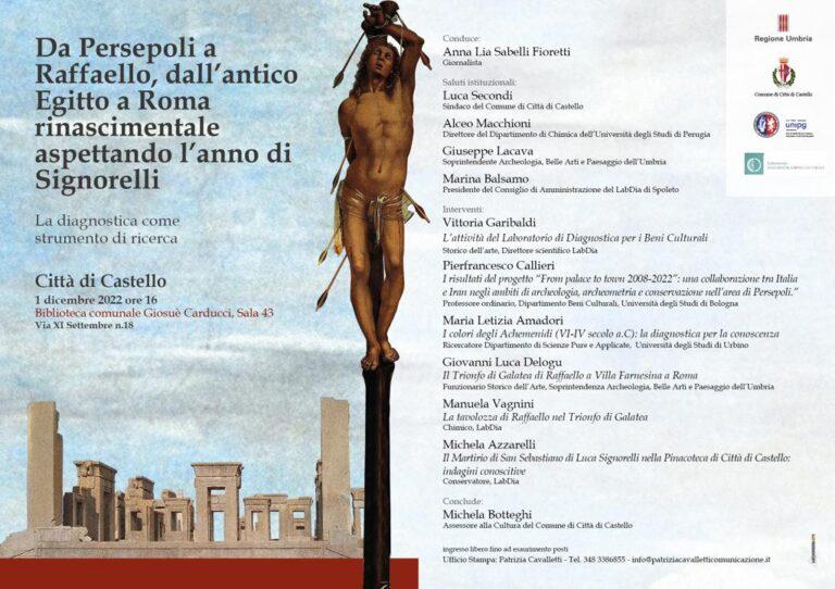 Da Persepoli a Raffaello, dall’antica Persia a Roma rinascimentale aspettando l’anno di Signorelli, giovedì 1 dicembre incontro a Città di Castello