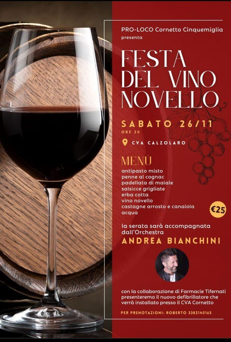 Torna, dopo tre anni, la tradizionale Cena del Vino Novello organizzata dalla Pro Loco di Cornetto – Cinquemiglia.