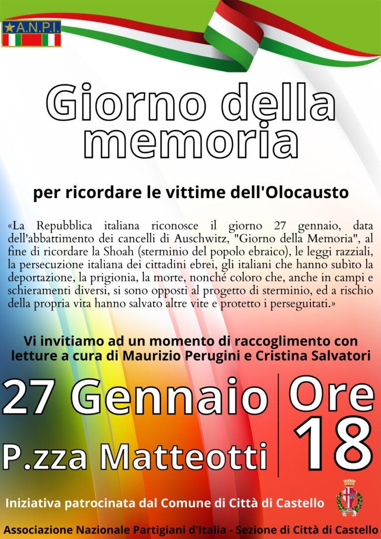 Giorno della Memoria: venerdì 27 gennaio alle ore 18.00 iniziativa pubblica dell’ANPI in piazza Matteotti