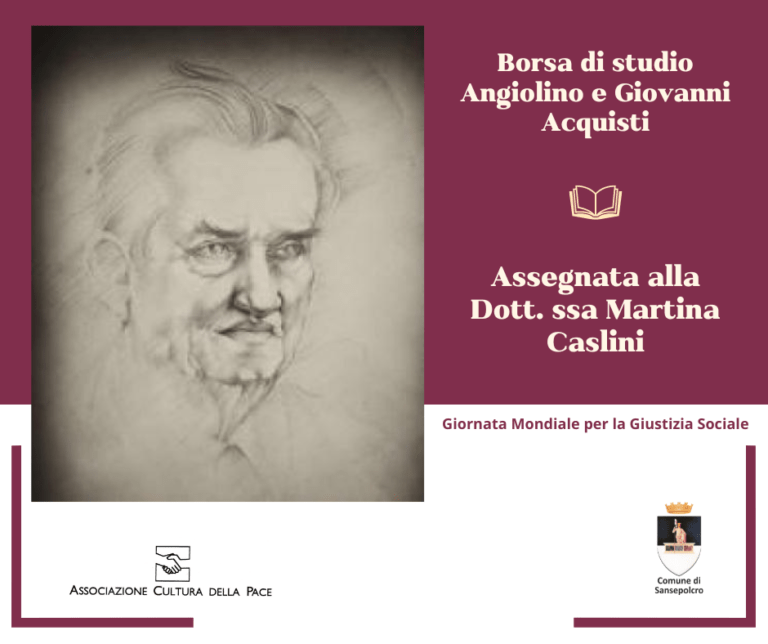 Borsa di Studio “Angiolino e Giovanni Acquisti”, premiato il lavoro della Dott.ssa Caslini, con la tesi dal titolo “Il Diritto alla Verità tra legalità e moralità Le esperienze delle Commissioni per la verità Colombiana e Tunisina”