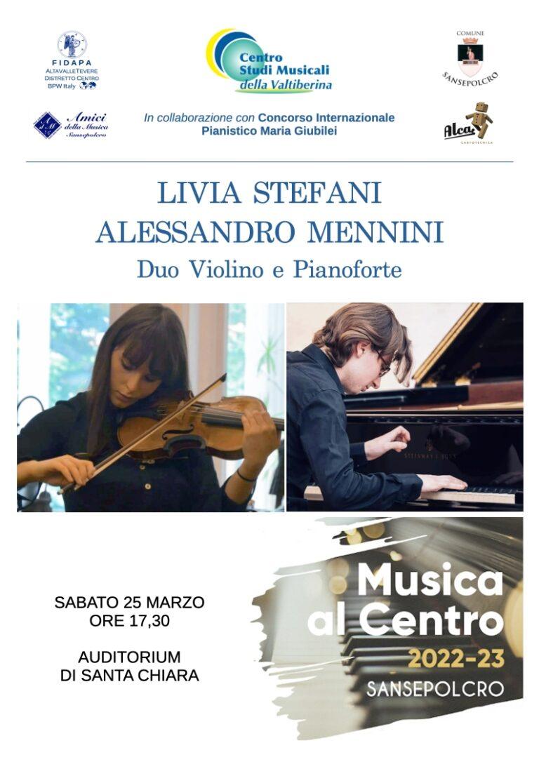 Musica al Centro: Concerto del Duo Violino e Pianoforte Livia Stefani – Alessandro Mennini