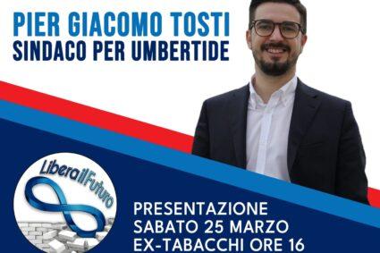 Sabato 25 marzo la presentazione della candidatura di Pier Giacomo Tosti a Sindaco per Umbertide