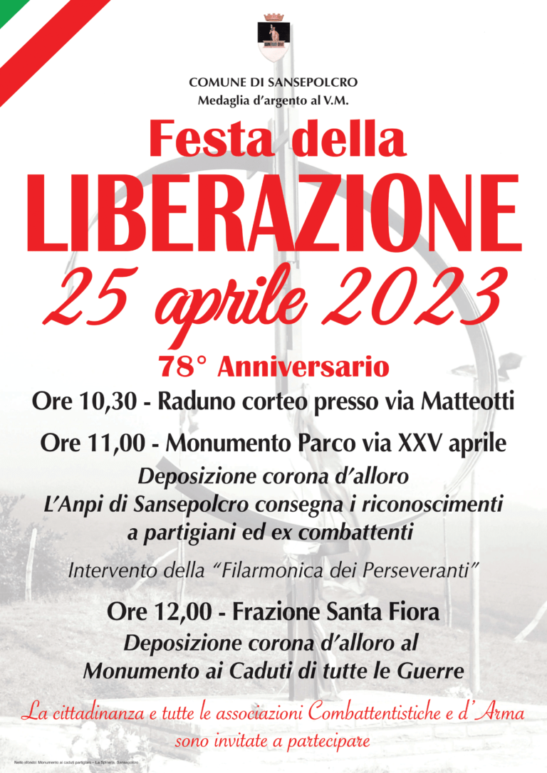 25 aprile, le celebrazioni a Sansepolcro