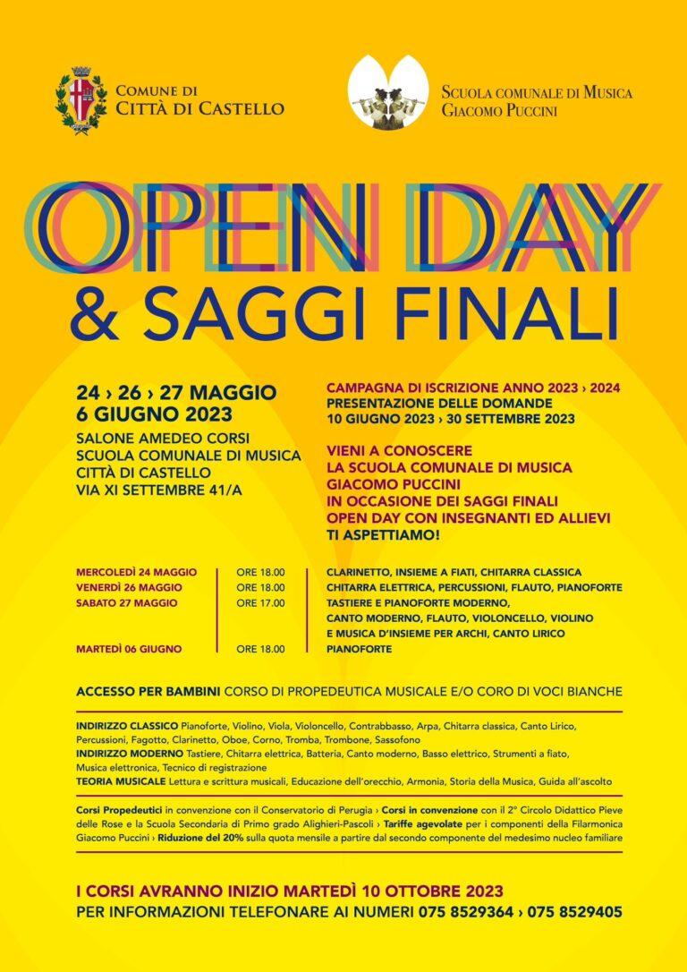 Open Day della Scuola comunale di musica “G.Puccini” di Città di Castello: domani, mercoledì 24 maggio, venerdì 26 maggio, sabato 27 e il 6 giugno 2023, saggi e scuola aperta per gli aspiranti musicisti in erba