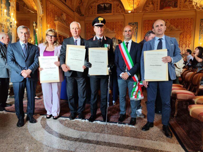 Consegnate le onorificenze di Cavaliere dell’Ordine “Al Merito della Repubblica Italiana” a Giuliana Bagiacchi, Fabrizio Capalti, Giorgio Galvani e Claudio Tomassucci