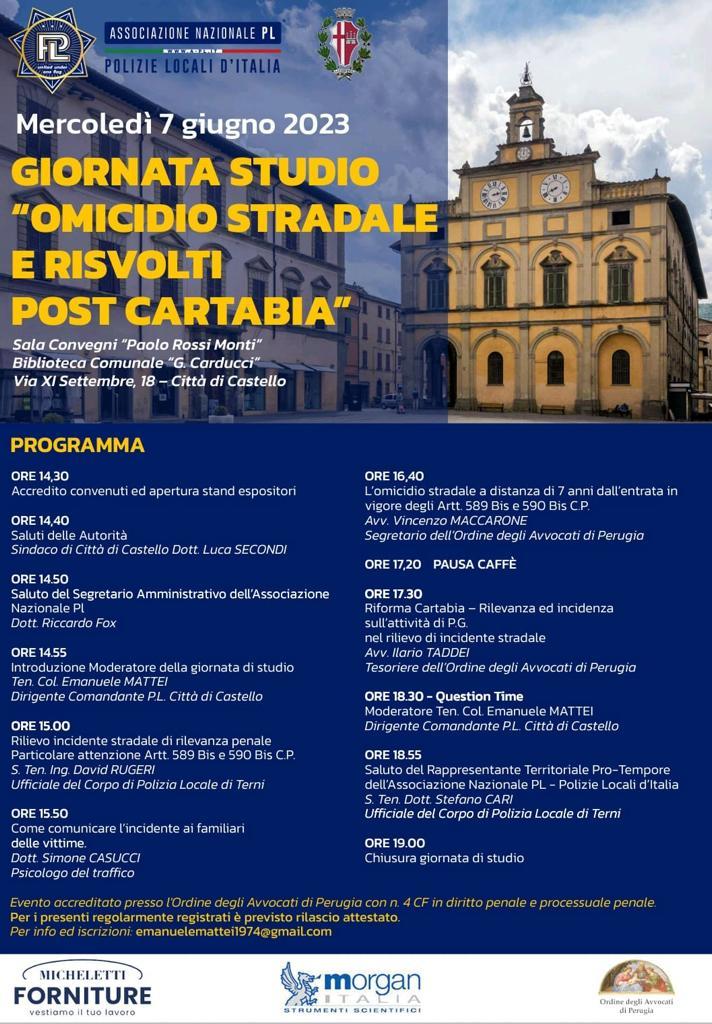 “Omicidio stradale e risvolti post Cartabia”: giornata studio in programma domani, mercoledì 7 giugno a partire dalle ore 14,30 presso la sala “Rossi-Monti” della Biblioteca Comunale
