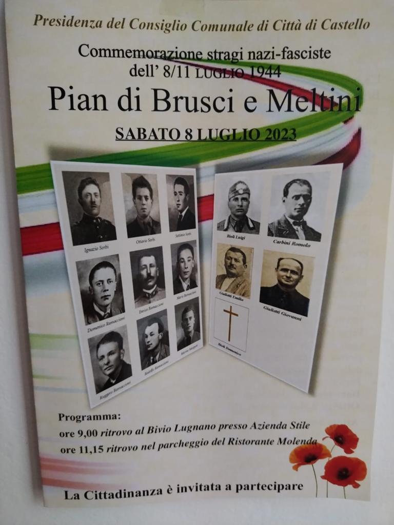 Sabato 8 Luglio 79esimo anniversario delle stragi di Pian dei Brusci e di Meltini perpetrate da truppe tedesche contro popolazione inerme
