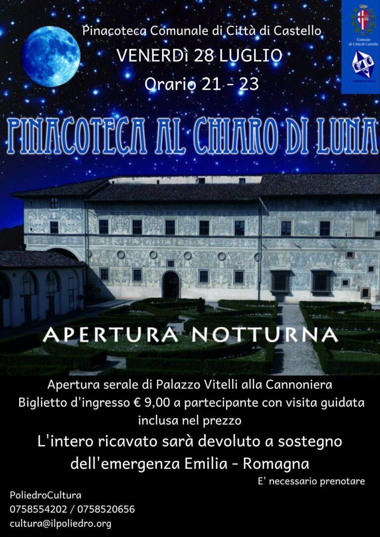 “Pinacoteca al chiaro di luna” fra arte e solidarietà: venerdì 28 luglio, dalle ore 21 alle 23, con apertura straordinaria notturna e visita guidata inclusa nel biglietto d’ingresso al museo