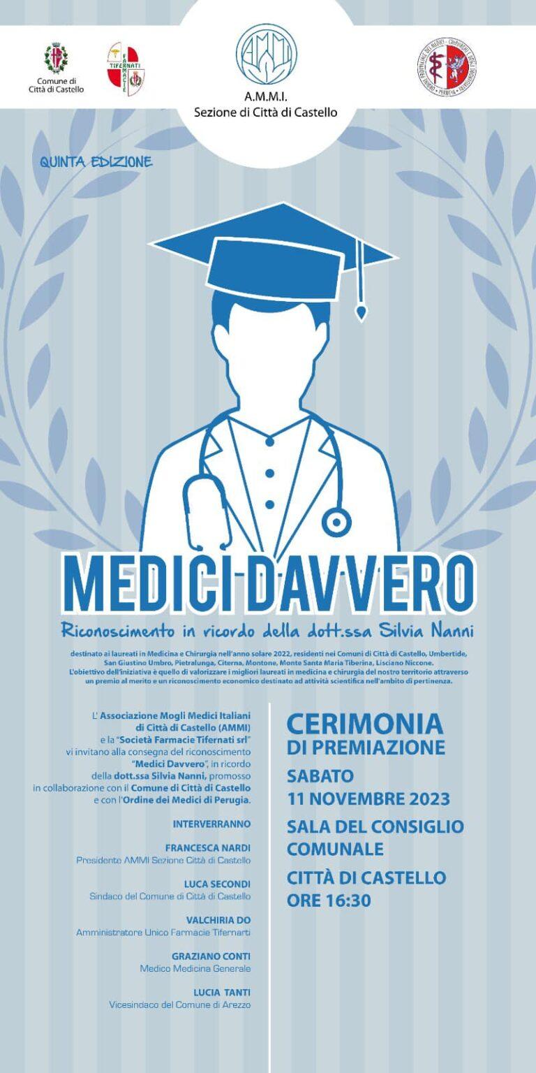 “5° edizione Medici davvero” sabato 11 novembre la consegna dei riconoscimenti