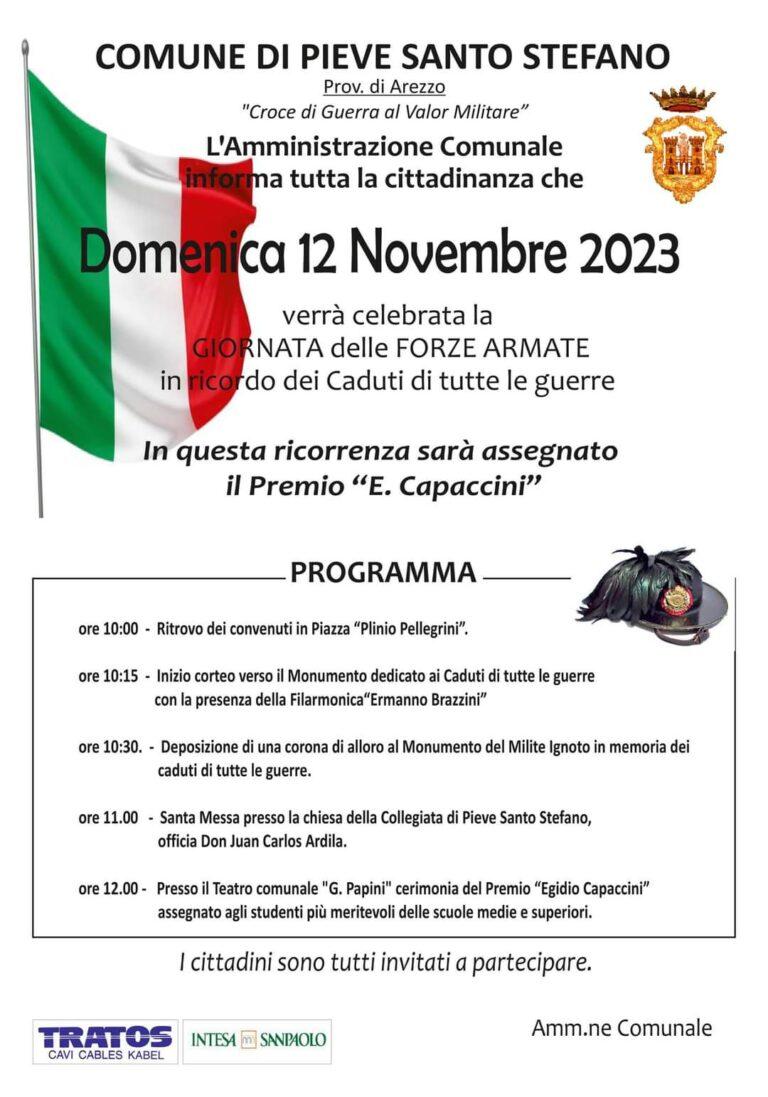 Premio Capaccini agli studenti meritevoli e commerazione dei caduti di tutte le guerre a Pieve Santo Stefano