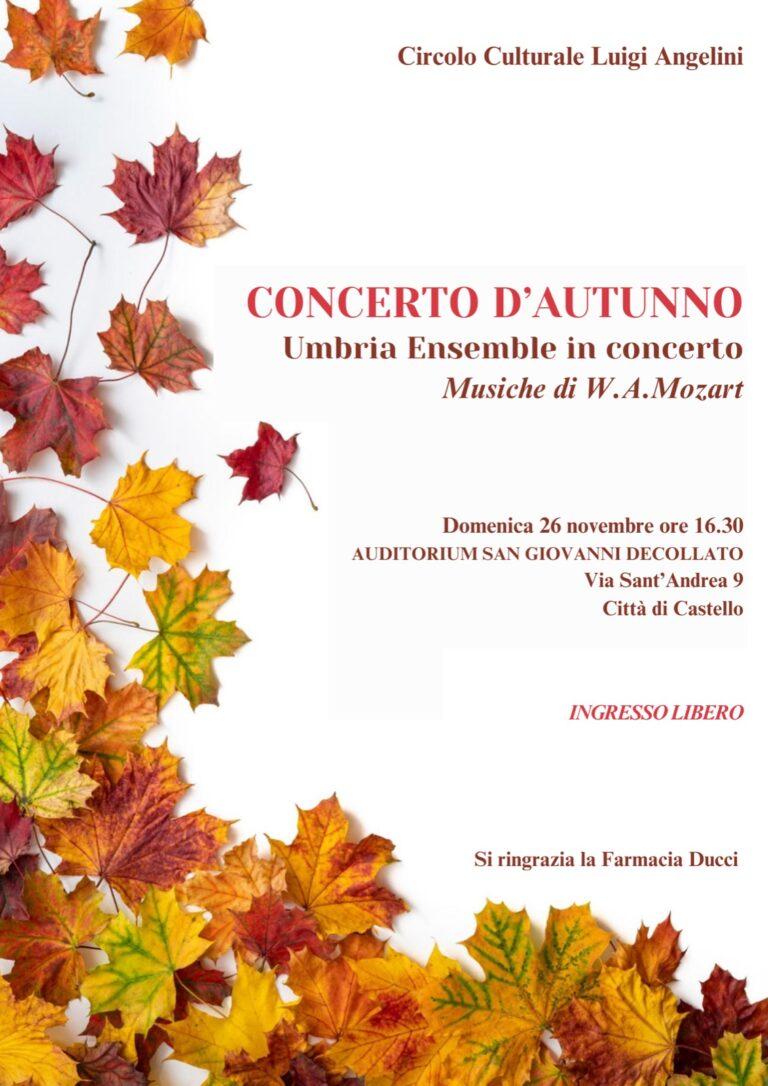 All’Auditorium San Giovanni Decollato tutto pronto per il Concerto di Autunno del Circolo Culturale “Luigi Angelini”. Il programma