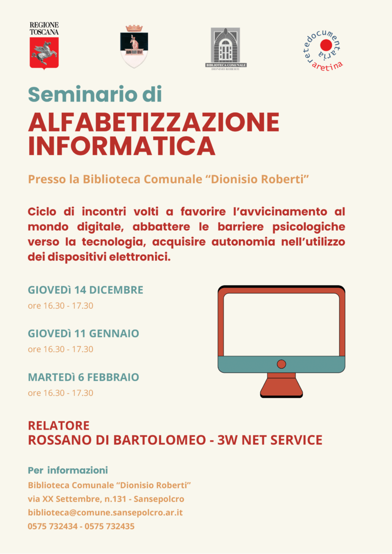 Sansepolcro: Alfabetizzazione informatica, il seminario della Biblioteca comunale