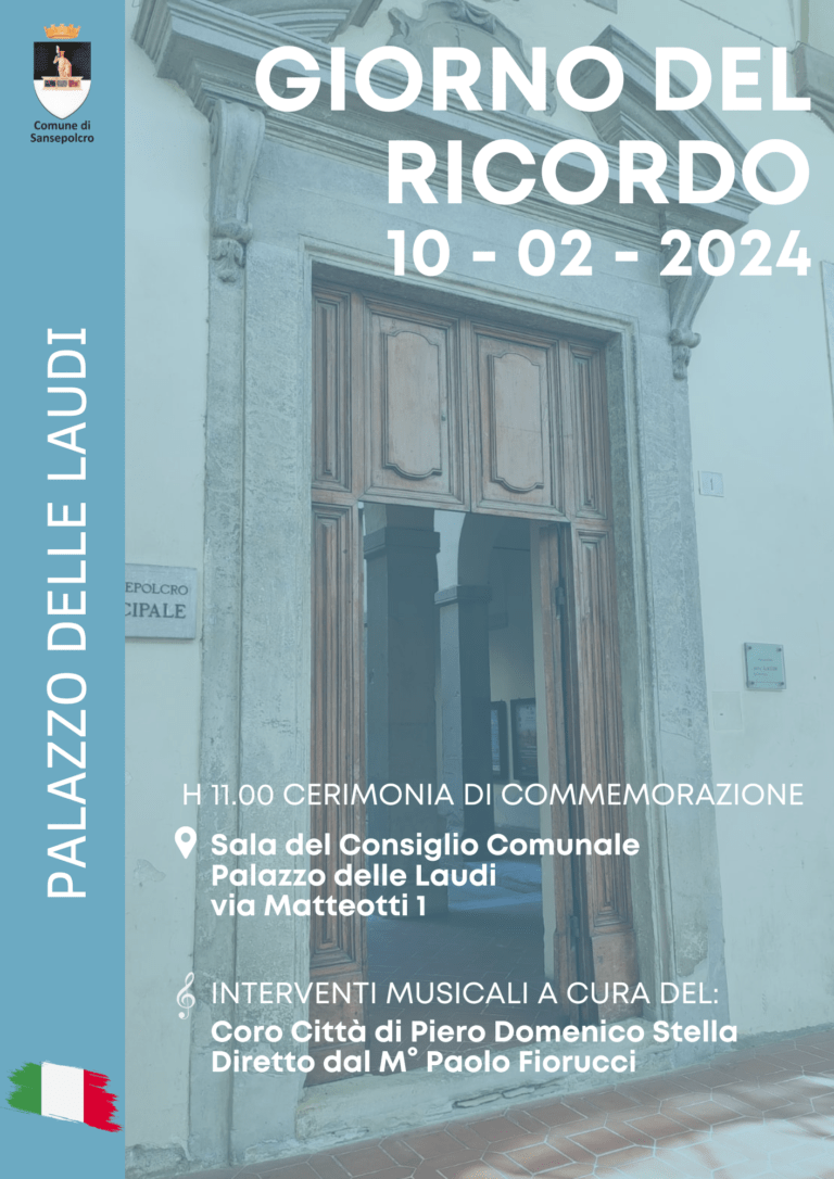 Sansepolcro: Giorno del Ricordo, cerimonia spostata a Palazzo delle Laudi