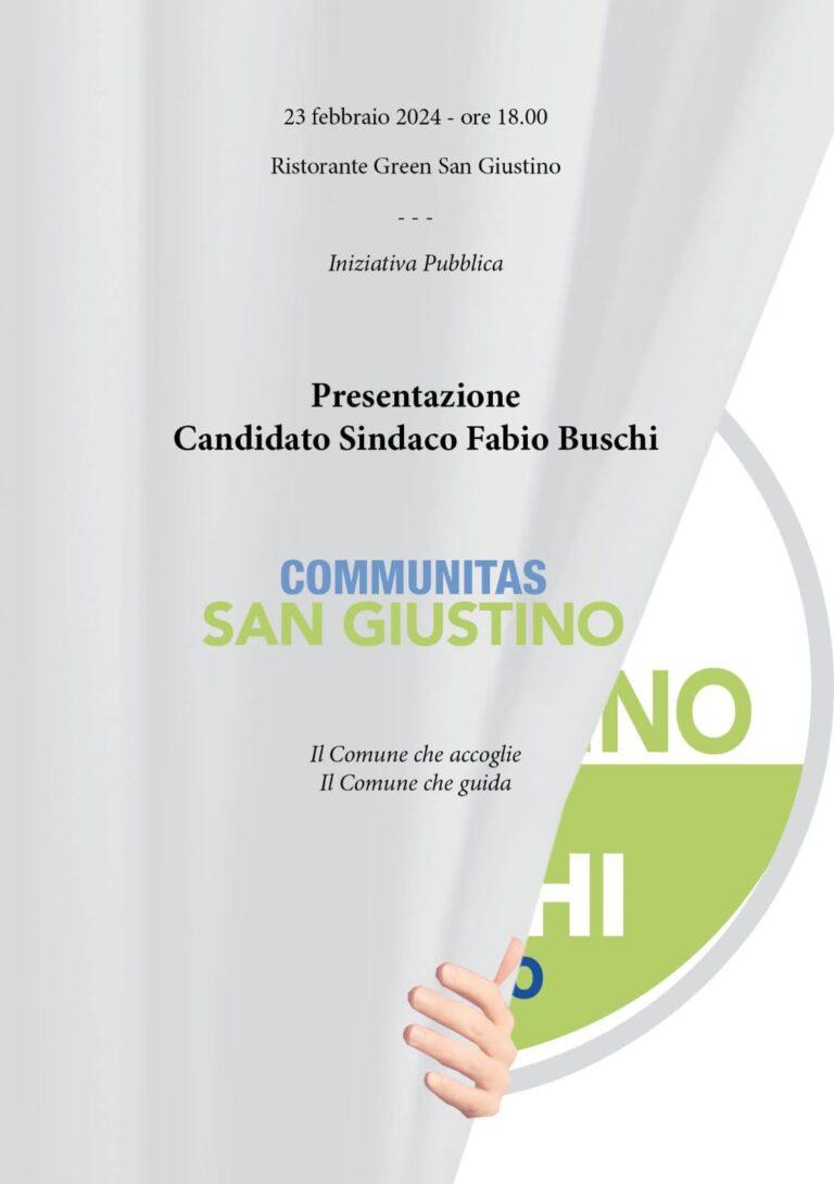 San Giustino: Venerdì 23 febbraio alle ore 18,00, presso il ‘Ristorante Green’, Fabio Buschi presenterà alla città la propria candidatura a Sindaco