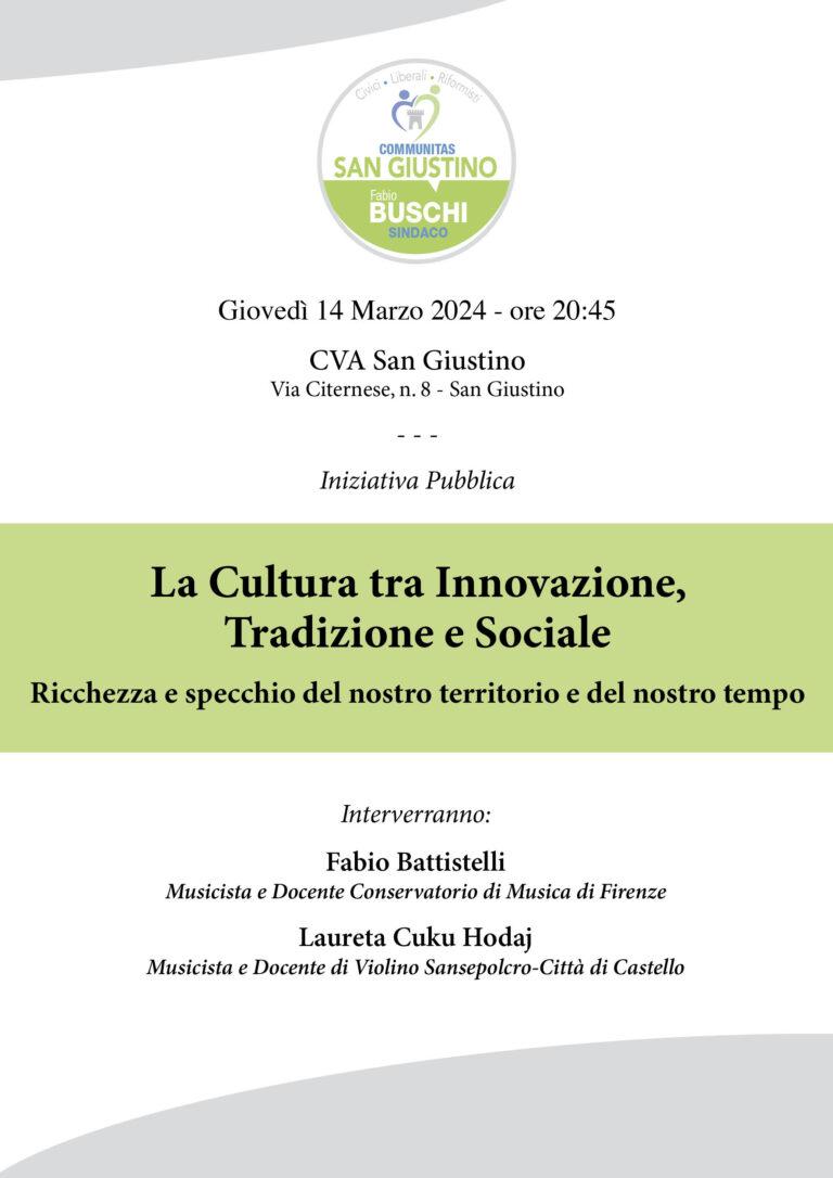 ‘La Cultura tra Innovazione, Tradizione e sociale’: giovedi 14 marzo alle ore 21:00 iniziativa pubblica al CVA di San Giustino promossa da Communitas