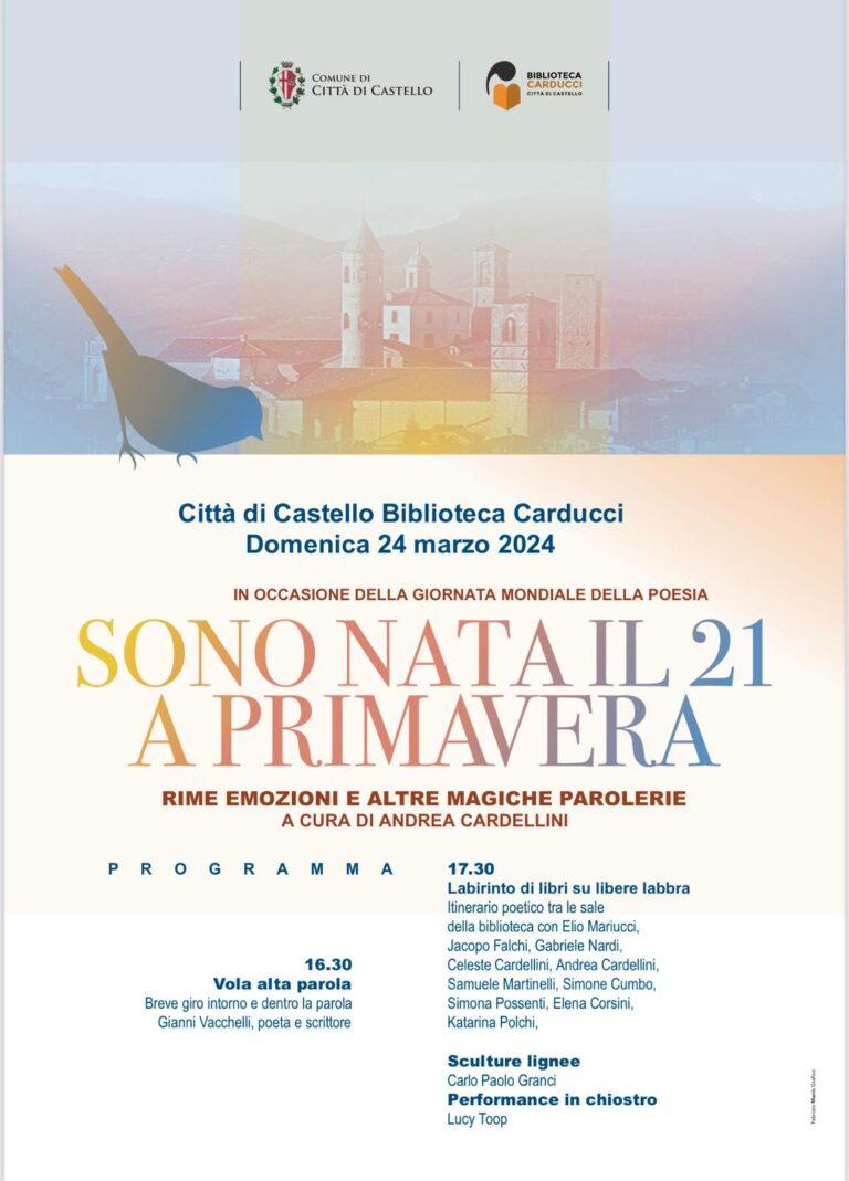 Domenica 24 marzo, Giornata internazionale della poesia nella Biblioteca Carducci di Città di Castello