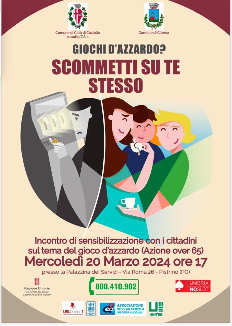 “Scommetti su te stesso”, a Citerna incontro sulla prevenzione, cura e riabilitazione del disturbo da gioco d’azzardo