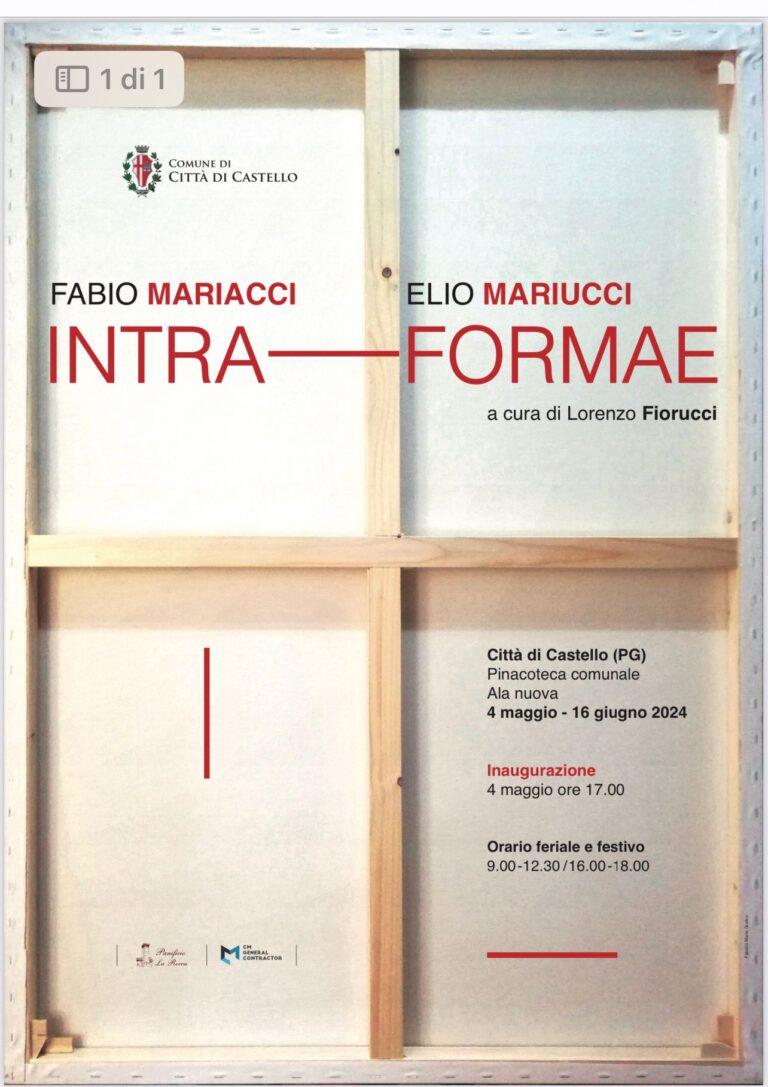 Intra Formae: si riunisce un connubio di successo dell’arte tifernate. Fabio Mariacci ed Elio Mariucci nell’ala nuova della Pinacoteca comunale fino al 16 giugno. Inaugurazione sabato 4 maggio alle 17.00