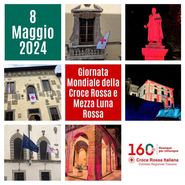 Nella notte tra l’8 e il 9 maggio, la statua di Piero della Francesca in Sansepolcro, le Logge del Grano in Pieve Santo Stefano e Villa Gennaioli in Anghiari illuminate di rosso per dare maggiore risalto alle celebrazioni della Giornata Mondiale della Croce Rossa e Mezzaluna Rossa