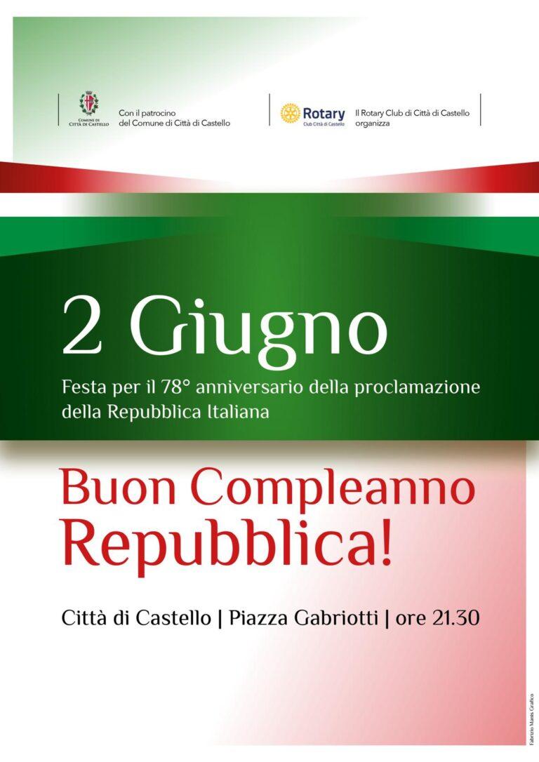 Festa della Repubblica: torre civica tricolore per celebrare il 78esimo anniversario. Domenica 2 giugno alle ore 21,30 si rinnova la spettacolare iniziativa grazie a Vigili del Fuoco e Filarmonica “G. Puccini”