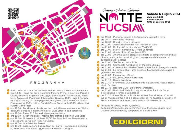 Sabato 6 luglio festa nel centro storico di Città di Castello con la “Notte Fucsia”