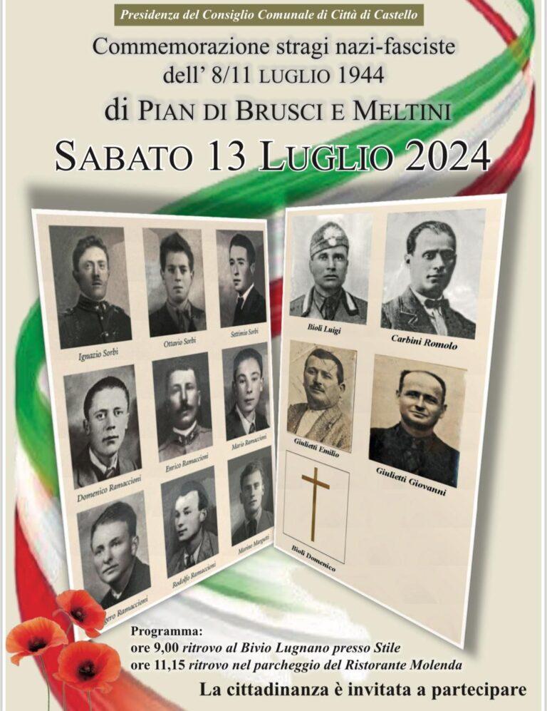 Commemorazione dell’ 80° anniversario delle stragi di Pian dei Brusci e di Meltini, perpetrate da truppe tedesche contro popolazione inerme: sabato 13 luglio le due celebrazioni