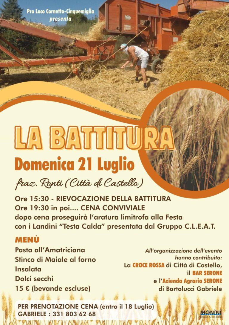 “La rievocazione delle nostre origini” domenica 21 luglio presso il Molinetto a Ronti la battitura come una volta