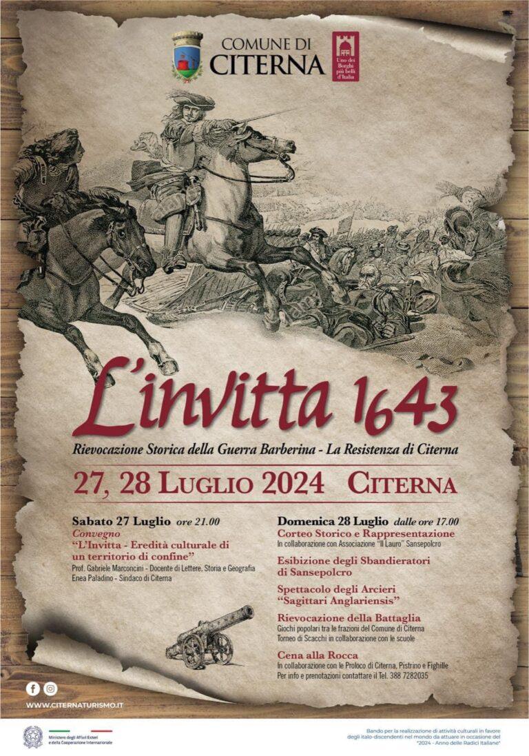Citerna, sabato 27 e domenica 28 luglio si terrà la terza edizione de “L’Invitta 1643”, rievocazione storica della Guerra Barberina