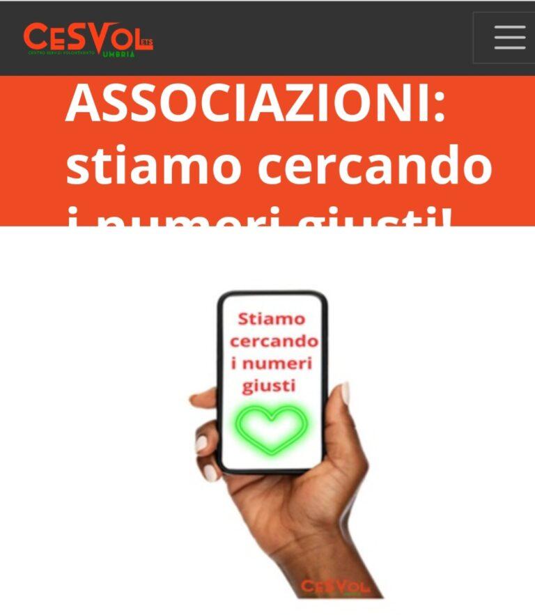 CESVOL UMBRIA ETS – Raccolta di contatti per la creazione di una mappa accessibile dei numeri telefonici solidali rivolti alla cittadinanza