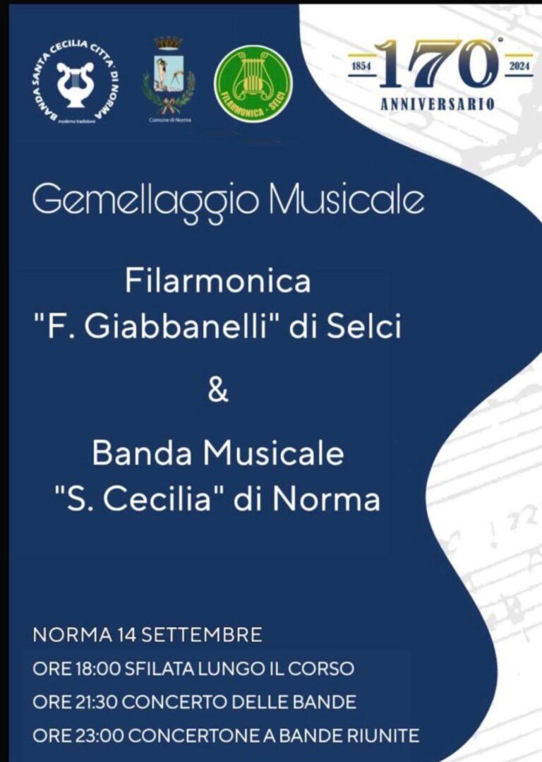 Un gemellaggio musicale tra i Comuni di San Giustino e Norma. Sabato 14 settembre l’esibizione delle due bande e la firma del patto di amicizia